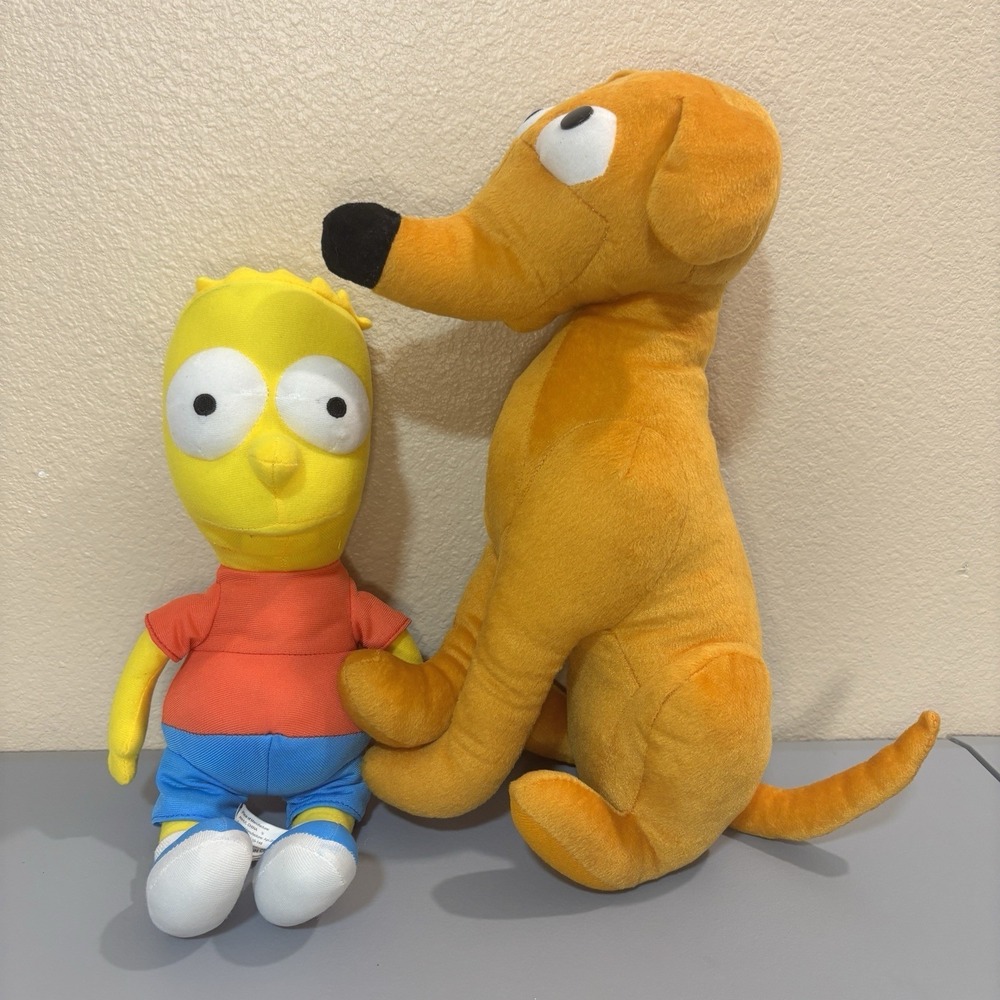 Bart Simpson & Santa's Little Helper, Dog Plush Doll Toy Collectibles‎ Set Clean
